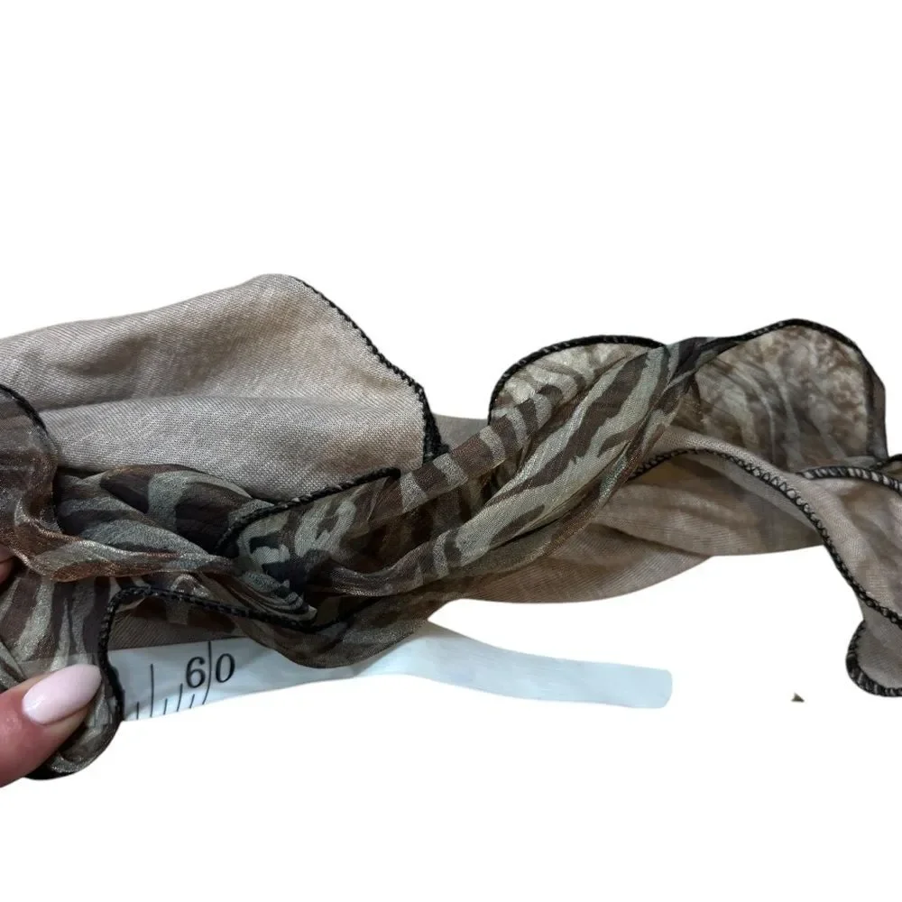 Ladies Ruffle Two Tone Animal Print Scarf‎